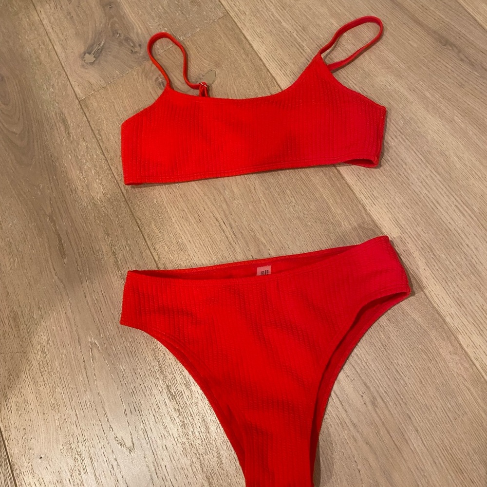 Teenage girls red bikini